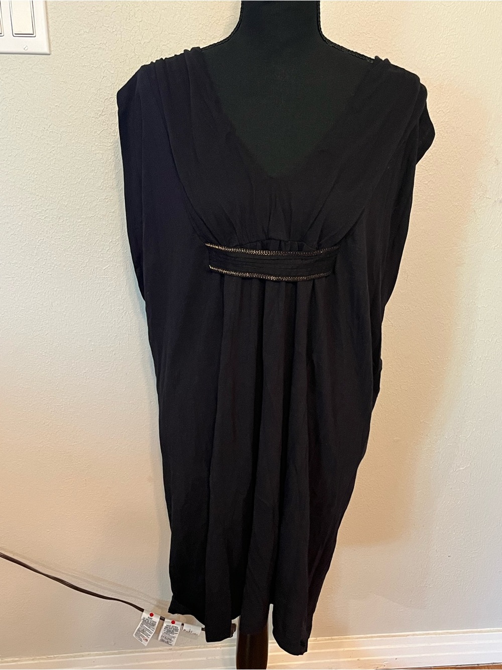 Velvet Graham & Spencer - Anthropologie Black Dolman-Sleeve Drapped Dress Size L